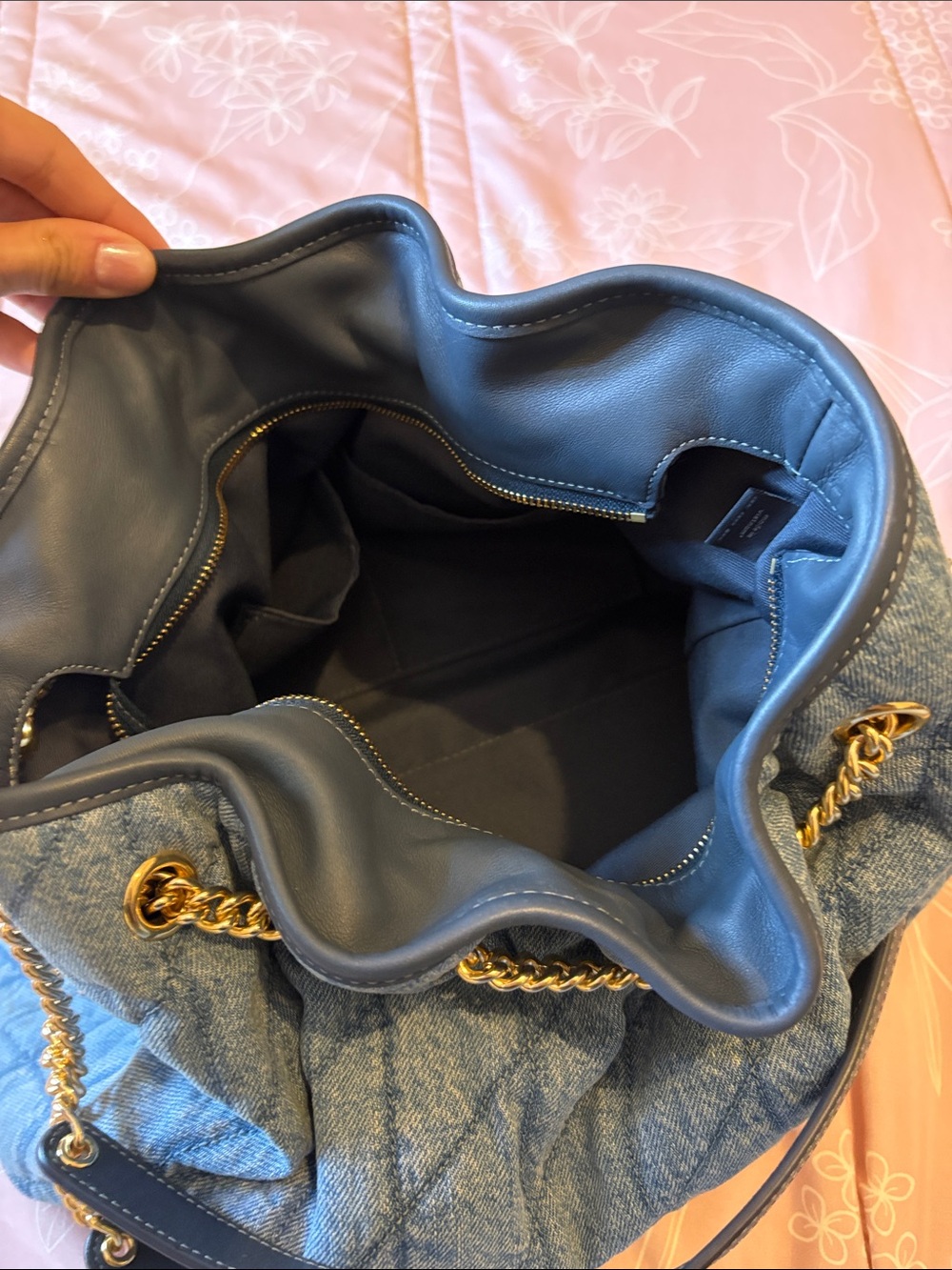 Coach Evelyn Shoulder Bag - Light Blue Denim with Gold Hardware - Picture 10 of 10